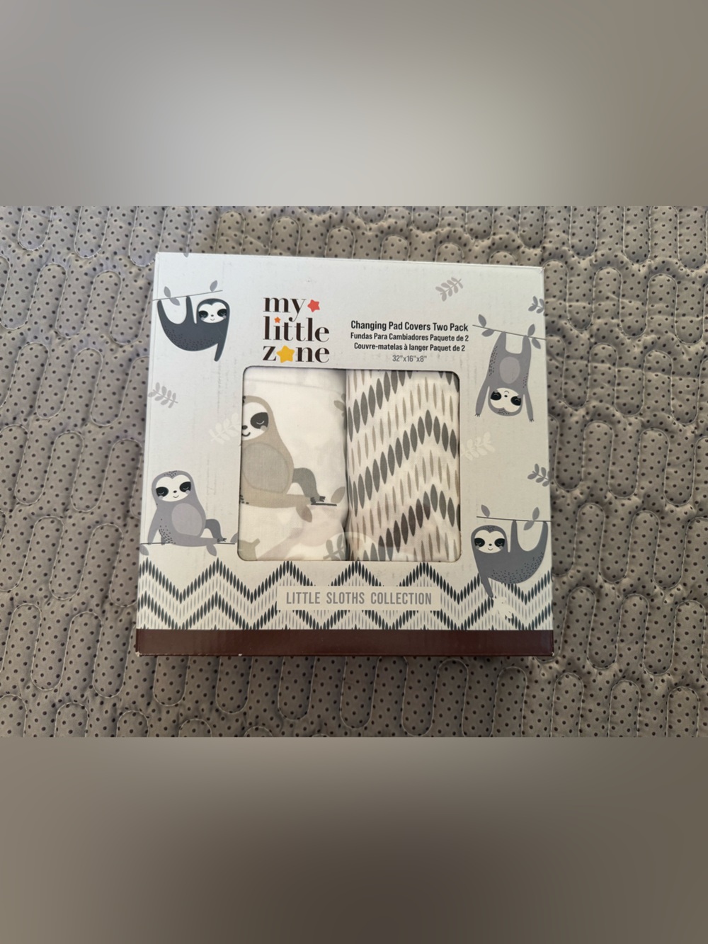 Little Sloths Changing Pad Covers - Gray & White (2 Pack)